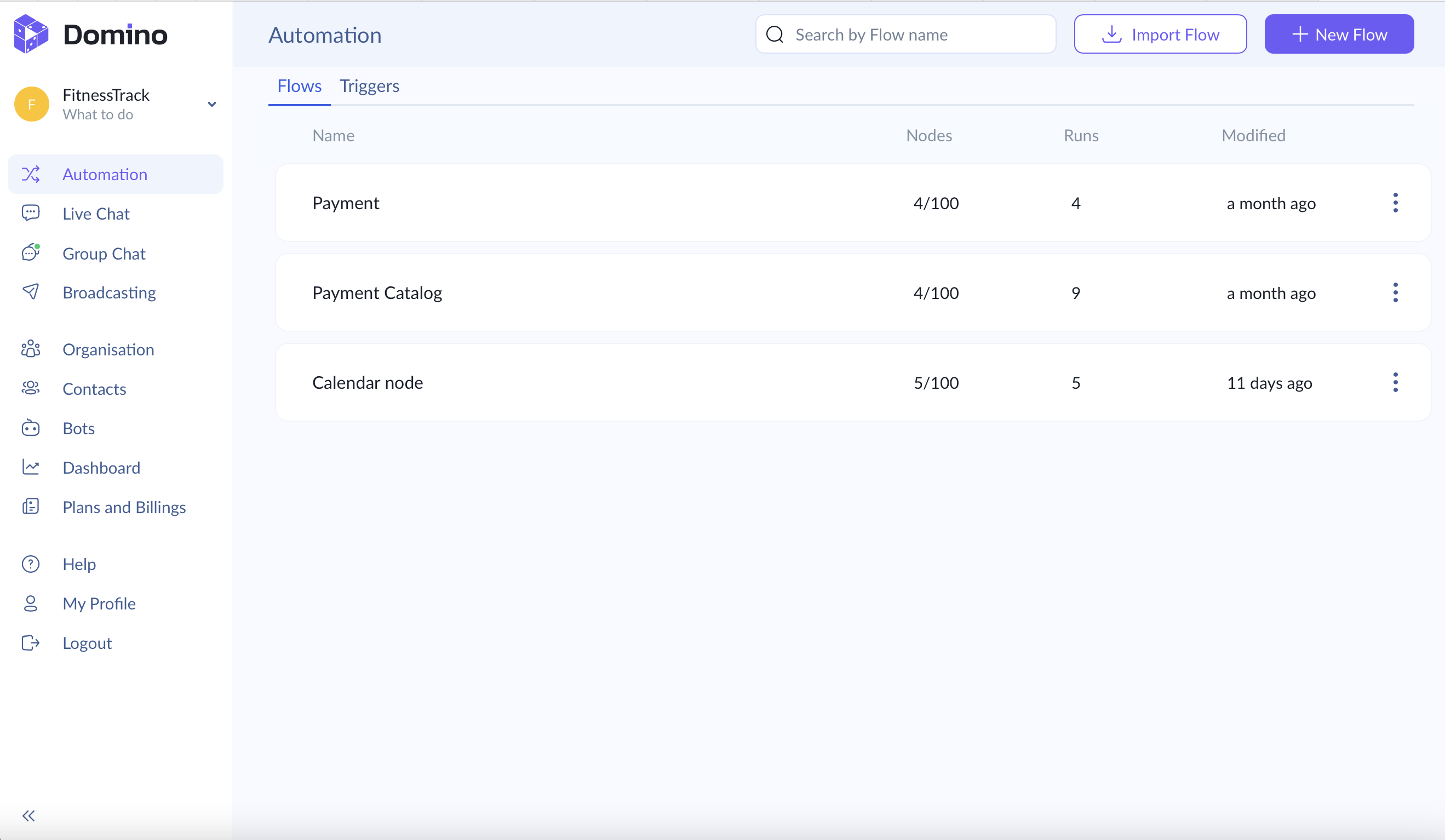 screenshot of Domino CRM